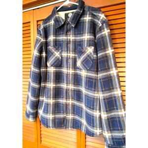 Weatherproof Men's Coat Maritime Blue Plaid Fleece Lined Collared Pockets Size L